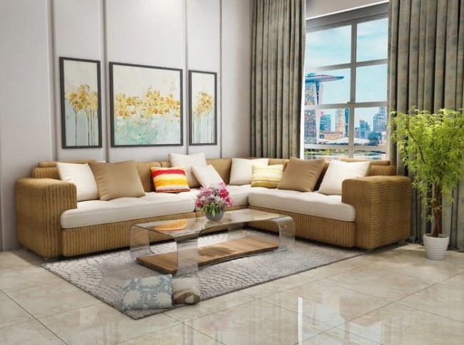 L-SHAPED CORNER SOFA SET FABRIC (LHS)
