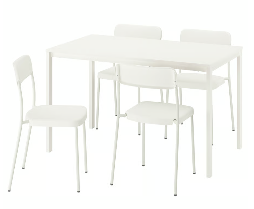 White Premium Dining Table with 4 Chair